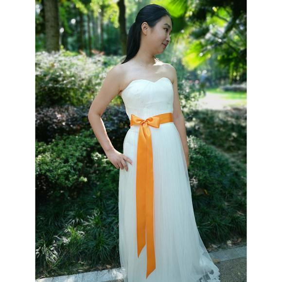 2" Wide Simple Classic Colorful Ribbon Sash For Dress Orange Ribbon Belt Sash🤟 - Picture 4 of 6